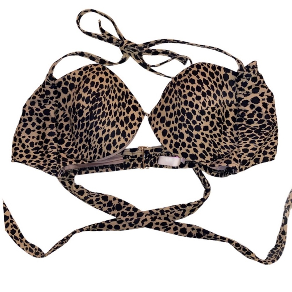VICTORIA’S SECRET The Wrap Halter Cheetah Leopard Animal Print Bikini Top 34D
